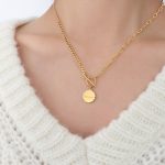 color: P101-OT Clasp Round Tag Necklace