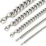 Stainless steel men's cuban link chain necklace, hip-hop bracelet, bold round-polished chain ornament.