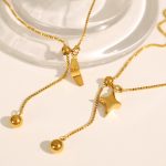 New Simple and Versatile Four Eight-Pointed Stars Pendant Necklace Stainless Steel 18K Gold Plating Advanced Clavicle Chain