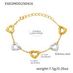 color: E602-Two-tone Gold Bracelet 16+4cm