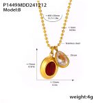 color: P1449-Gold Red White Zircon Necklace
