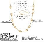 color: P876-B Style Round Zircon Gold Necklace -42+5cm