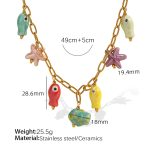 color: XL311 Mixed Color Ceramic Gold Necklace