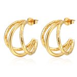 color: Size 3 Pattern Spliced Wire Earrings Gold