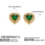 color: F887-Heart Green Glass Stone