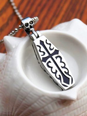 Creative Exaggerating Antique Silver Men's Necklace Openable Cross Mummy Pendant Jewelry