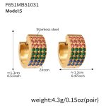 color: F651-Colorful Zircon Earrings -Small