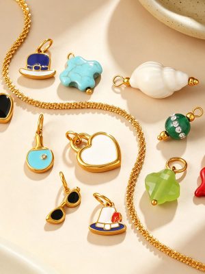 Summer Vacation Conch Love Heart Multi-Element DIY Pendant 18K Gold Plating All-Match Dopamine Accessories