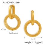 color: F1292-Gold Spiral Pattern Round Ring Earrings