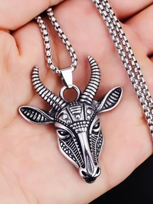 New Retro Animal Satan Ram Demon Stainless Steel Pendant Hip Hop Men's Necklace Ornament