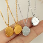 Neutral Irregular Oval Pendant Necklace 18K Gold Plating Stainless Steel Clavicle Chain Women's Accessories