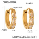 color: F512-Gold Zircon Earrings -M-12mm