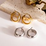 Simple Ins round Earrings French Women's Combination Series Stainless Steel Earrings