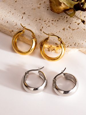 Simple Ins round Earrings French Women's Combination Series Stainless Steel Earrings