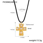 color: P458-Gold White Zircon Necklace