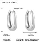 color: F583-Steel Color U Shape Earrings -L-12mm