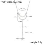color: TXP151-Steel Color Star & Moon Set with Stone Necklace