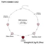 color: TXP510-Mixed Red Faceted Stone Steel Color Necklace 42+5cm