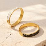 Stainless Steel Colored Enamel Glaze Buckle Drop Oil Bracelet Plated 18K Real Gold Exquisite Gorgeous Pattern Contrast Color Bracelet