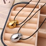 Women's Simple Pull Adjustment Black Rope Advanced Long Necklace Leather Rope Glossy Exaggerated Water Drop Large Sweater Chain Men