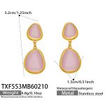 color: TXF553-Gold Pink Glass Stone Earrings