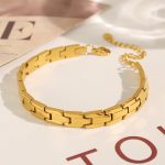 Stainless Steel Strap Bracelet Women's Gold-Plated Non-Fading Minimalist High Quality Neutral Ornament