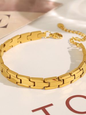 Stainless Steel Strap Bracelet Women's Gold-Plated Non-Fading Minimalist High Quality Neutral Ornament