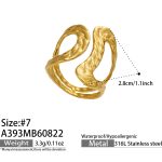 color: A393-Double-sided Pattern Gold Open Ring