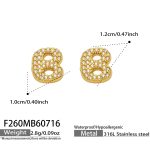 color: F260-Letter B Gold Earrings