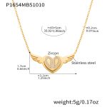 color: P1654-Angel Wings Heart Gold Necklace 43+5cm