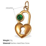 color: PJ528GNG Green Rhinestone Gold Pendant