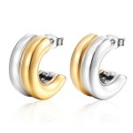 color: Cast C Shape Two-tone Gold Earrings MS-055