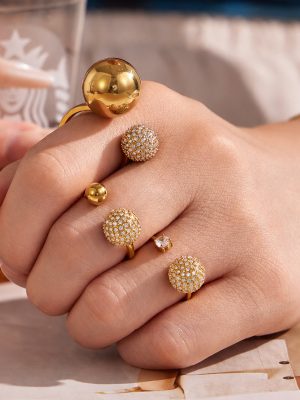 High-Grade Stainless Steel Micro Inlaid Zircon Ball Ring Cold Bracelet Ornament Women