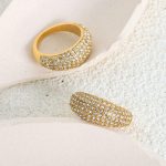 Cool Personality Starry Diamond Czech Diamond Inlaid Design Light Luxury Stainless Steel Gold-Plated Ring