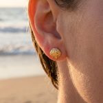 French Fan Shell Female Earrings Stud Earrings Stainless Steel Gold Plated Non-Fading Ornament