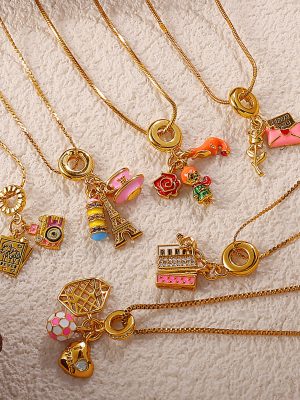 New Retro Dripping Oil DIY Girl Fox Pendant Necklace Cute Wild Heavy Industry Design Ornament Women