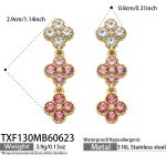 color: TXF130-Pink Color Zircon Gold Earrings