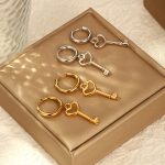INS Advanced Key Pendant Stainless Steel Earrings Women's 18K Gold Plating Earrings