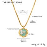 color: TXP246-Matcha Rose Enamel Necklace 55+5cm