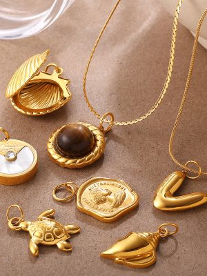 Golden Personality DIY Pendant Pendant Conch Fish Heart Bracelet Necklace Accessories