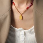 color: P384-Abacus Bead Necklace -37+8cm