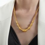color: P1779-Gold Necklace -47+5cm