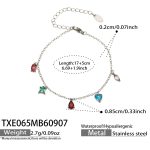 color: TXE065-Multicolor Zircon Steel Color Bracelet -17+5cm