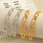 Classic Chain Style Open-Ended Bracelet Simple Design Stainless Steel Bracelet Vacuum Vapor Plating 18K