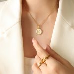 color: RP014-R Letter Gold Necklace -39+5cm