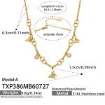 color: TXP386-A Style Butterfly Zircon Gold Necklace