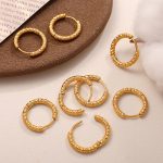 Stainless Steel Circle All-Match Earrings Cold Embossed Earrings Female Temperament Fashion