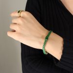 color: E358-Green Zircon Bracelet --15+5cm