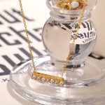 Single-Row Diamond Pendant One-Line Pendant Necklace Light Luxury and Simplicity All-Match Cross-Mirror Clavicle Ornament