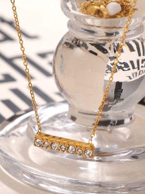 Single-Row Diamond Pendant One-Line Pendant Necklace Light Luxury and Simplicity All-Match Cross-Mirror Clavicle Ornament
